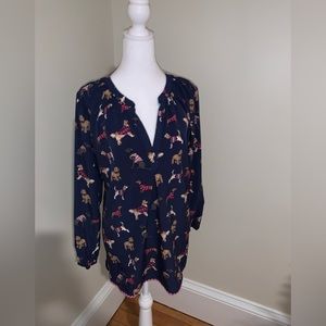 Simply Southern DOG PRINT blouse Size Large